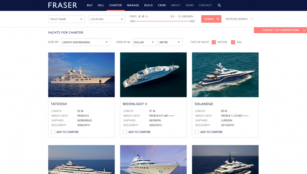 luxury yacht website