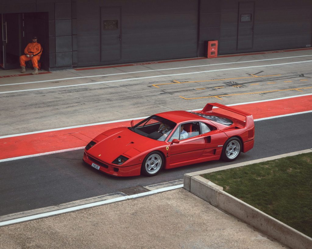 ferrari f40 on a racetrack
